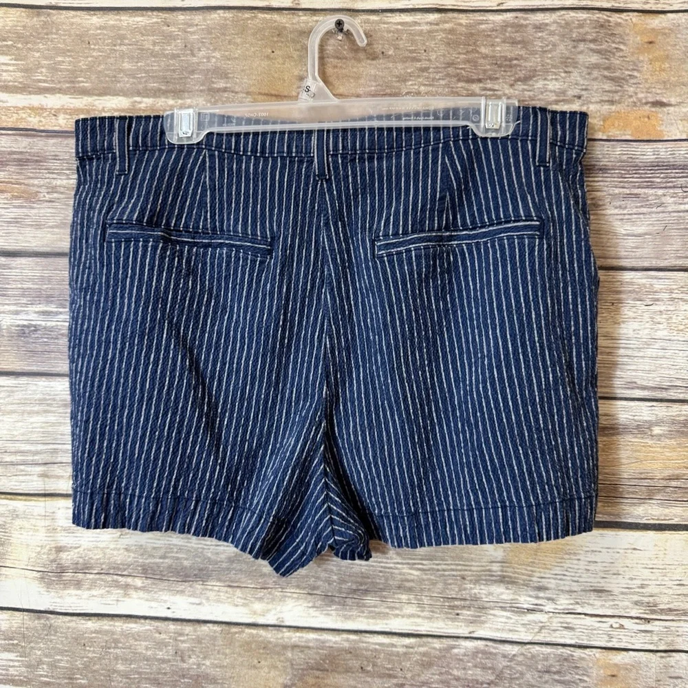 L’Agence Jameson‎ Striped High Rise Shorts 32 Navy Natural Stripe Linen Blend - Picture 4 of 9